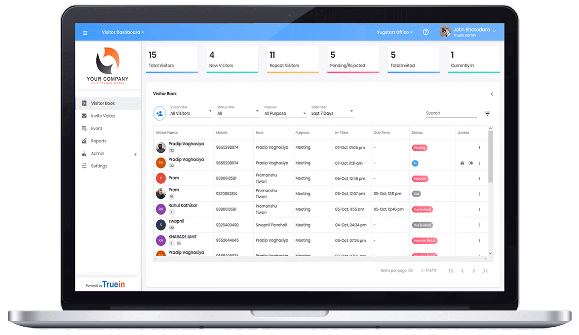 Truein Dashboard